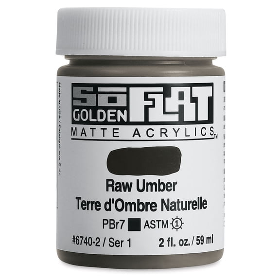 Golden SoFlat Matte Acrylic Paint - Raw Umber, 59 ml, Jar