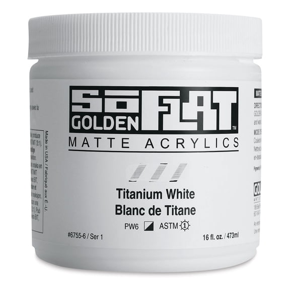 Golden SoFlat Matte Acrylic Paint - Titanium White, 473 ml, Jar