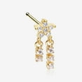 thumbnail image 1 of Golden Sparkle Flower Dangle Gem Drop Nose Stud Ring, 1 of 5