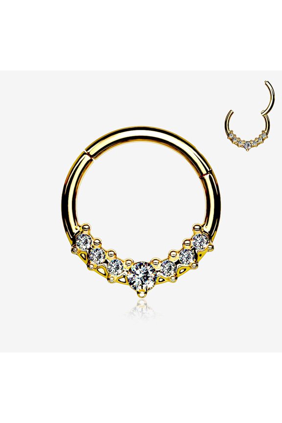 Golden Sparkle Princess Journey Seamless Clicker Hoop Ring