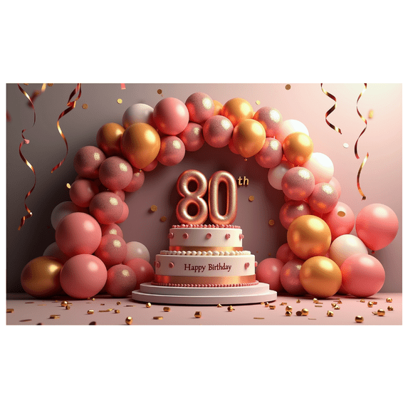 Golden Sparkling Happy 80th Birthday Banner Party Supplies Background Decorations Celebration Photography Props Backdrop Birthday Party