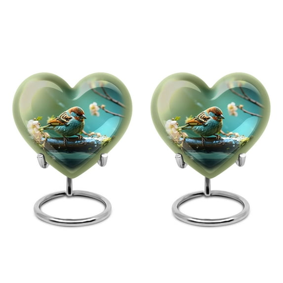 Golden Sparrow Heart Shaped Keepsakes For Ashes - Funeral Urns For Adult Ashes Women - Decorative Urns For Adult Ashes - Memorial Keepsakes - Little Urns For Human Ashes (Size -3Inch,1Pcs)