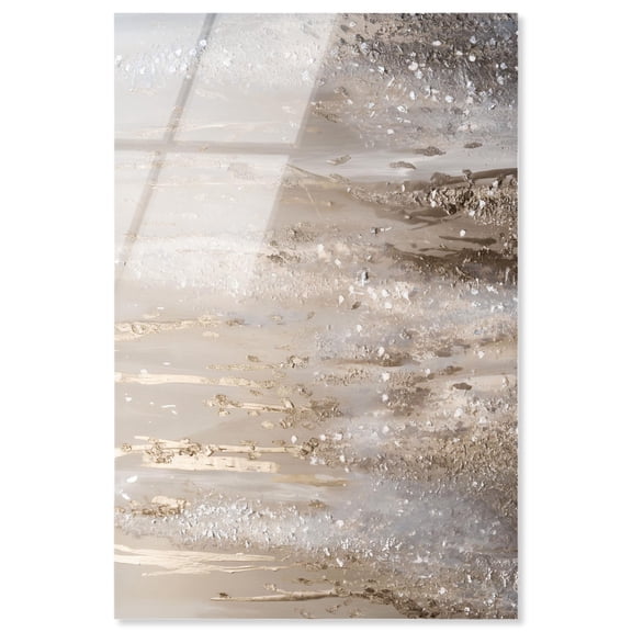 Golden Spectrum High-Gloss Frameless Acrylic Glass Wall Art Elegant Gold Abstract by Art Remedy, Ready to Hang, 10 x 15