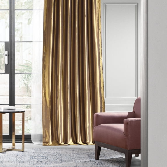 Golden Spice Blackout Faux Silk Taffeta Curtain (1 Panel), Golden Spice, 50W X 96L