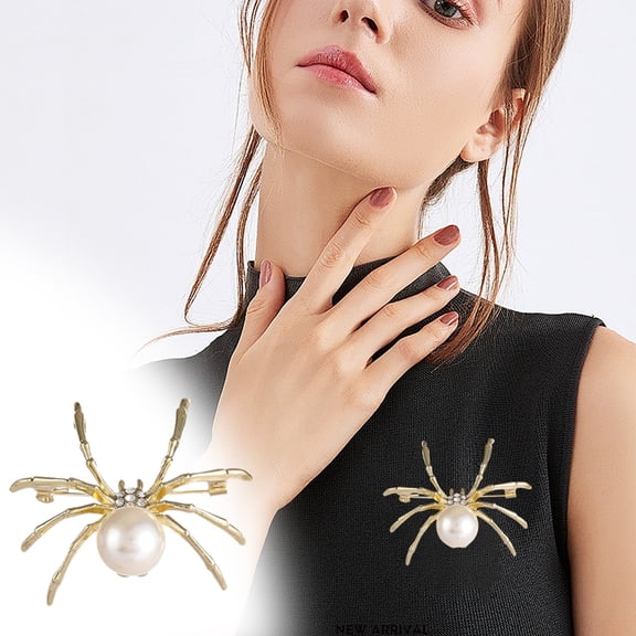 Golden Spider Rhinestone Brooch, Vintage Metal Women Corsage Pin, Fashionable Shiny Jewelry Accessory, Unique Stylish Ornament for Halloween Party Daily Outfit Matching