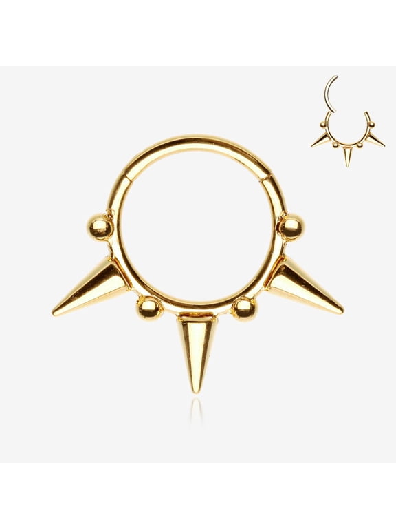 Golden Spike Tribal Luna Orbit Seamless Clicker Hoop Ring