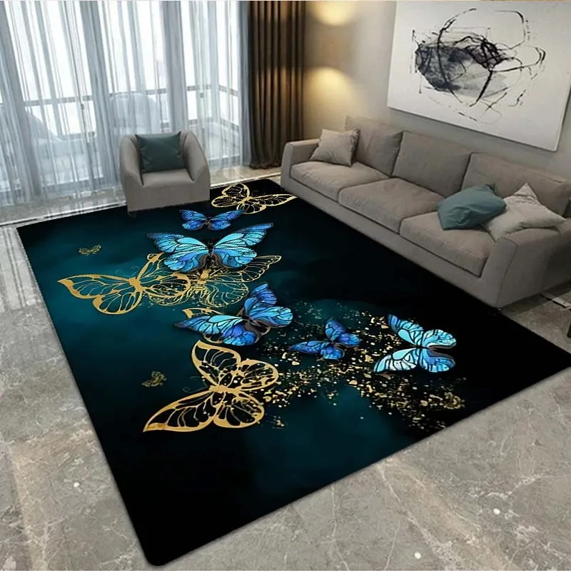 Golden Splash-ink Living Room Carpet Abstract Texture Rug for Bedroom ...