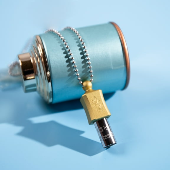 Golden Square Breathing & Meditation Tuning Necklace 528 hz Whistle Necklace Breathwork Necklace Mindfulness Device for Anxiety & Stress Relief through Sound Healing Mindfulness and Meditation Gifts