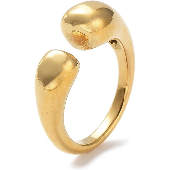 Golden Stainless Steel Openings Rings Simplicity Irregular Geometric Lines Adjustable Ring Daily Jewelry Decor