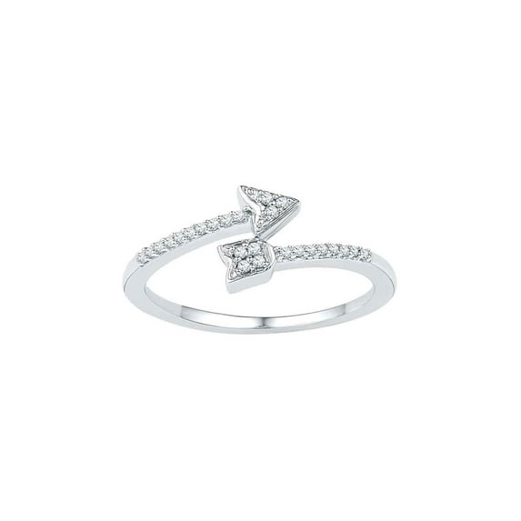 Golden Star 10kt White Gold Womens Round Diamond Bisected Arrow Band Ring 1/12 Cttw