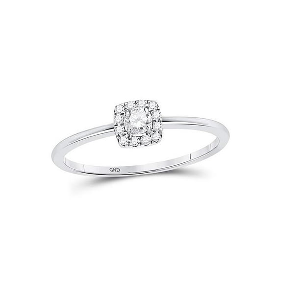 Golden Star 10kt White Gold Womens Round Diamond Solitaire Stackable Band Ring 1/5 Cttw