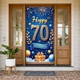 thumbnail image 1 of Golden Star Happy 70th Banner Blue Background 70th Birthday Display Firework Design Gift Box Party Backdrop for 70th Birthday Party Senior Celebration Indoor Event, 1 of 9