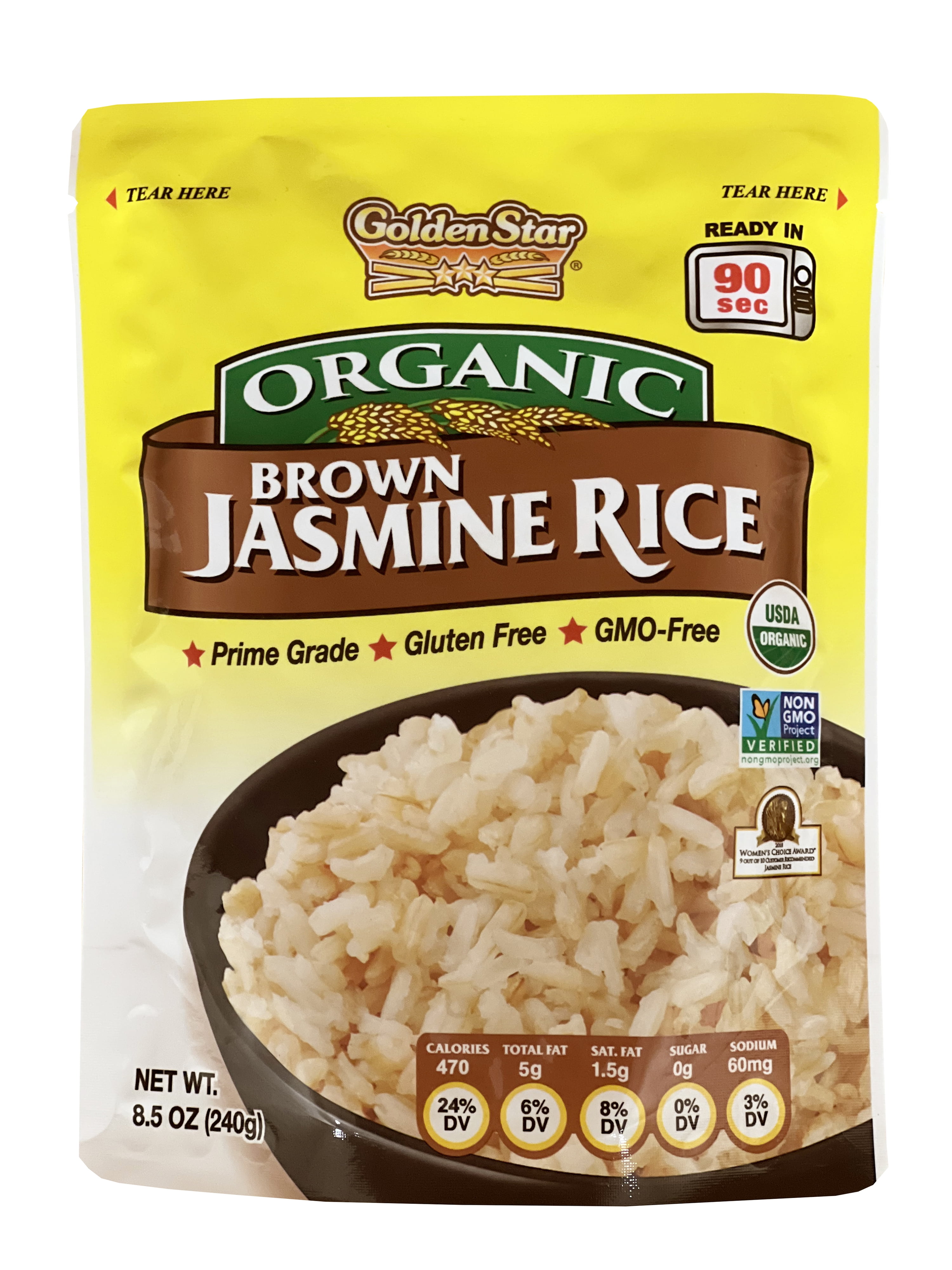 Golden Star Organic Jasmine Brown Rice, Ready to Heat Microwaveable