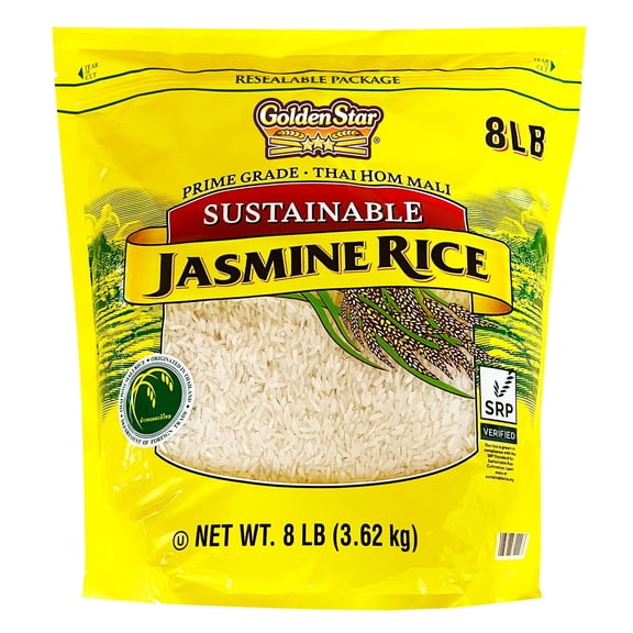 Golden Star Prime Grade Thai Hom Mali Sustainable Jasmine Rice (8 lbs)