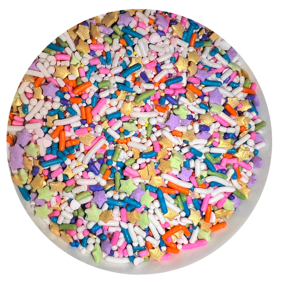 Golden Stardust Sprinkle Mix Easter & Birthday Cake Sprinkles, Pastel Star Confetti, Gold Star Baking Mix