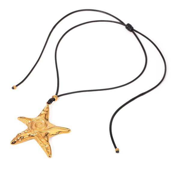 Golden Starfish Spiral Necklace Ocean Big Star Jewelry Chunky Pentagram Vortex Pendent Choker Beach Vacation Accessories for Women