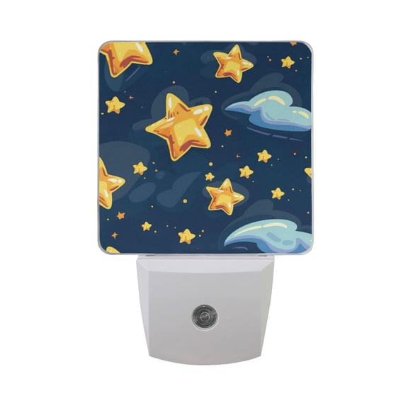 Golden Stars Cartoon Clouds LED Night Light with Smart Sensor Plug Into Wall Dusk to Dawn 2 packs