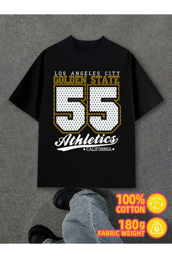 Golden State 55 for men black 180G 100% Cotton Fashionable summer T-shirt, machine washable Casual Unisex Shirt Graphic tshirts Original Unisex Shirt Printed tshirts