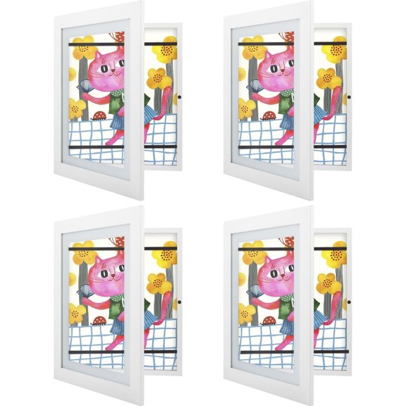 Golden State Art, 10x12.5 Kids Art Frames, Front-Opening, Great for Kids Drawings, Artworks, Children Art Projects, Schoolwork, Home or Office (White, Set of 4)