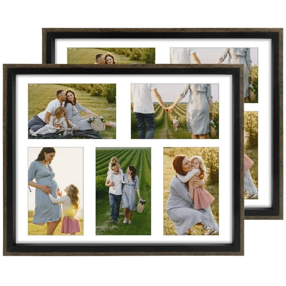 Golden State Art 11x14 Collage Picture Frames with 5-Opening 4x6, Black & Walnut, 2 Count