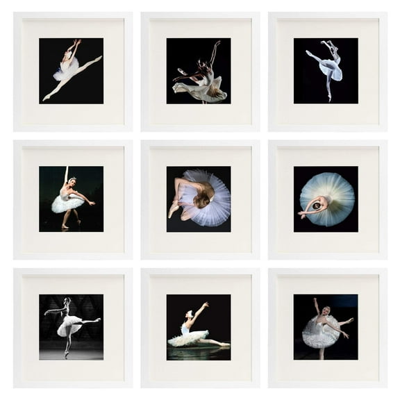 Golden State Art 12x12 Gallery Wall Frames set with Mate for 8 x 8 Photos, White, Set of 10