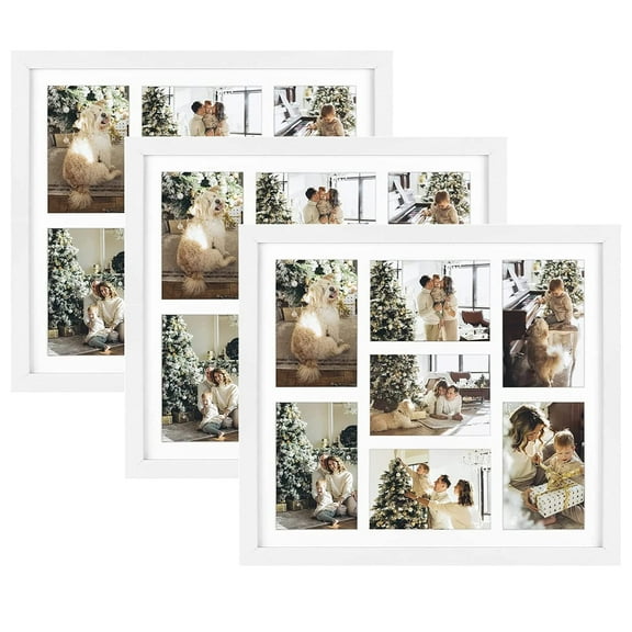Golden State Art 13.7x15.7 Wood Collage Picture Frame with 7-Opening 4x6 Photos, Pack of 3