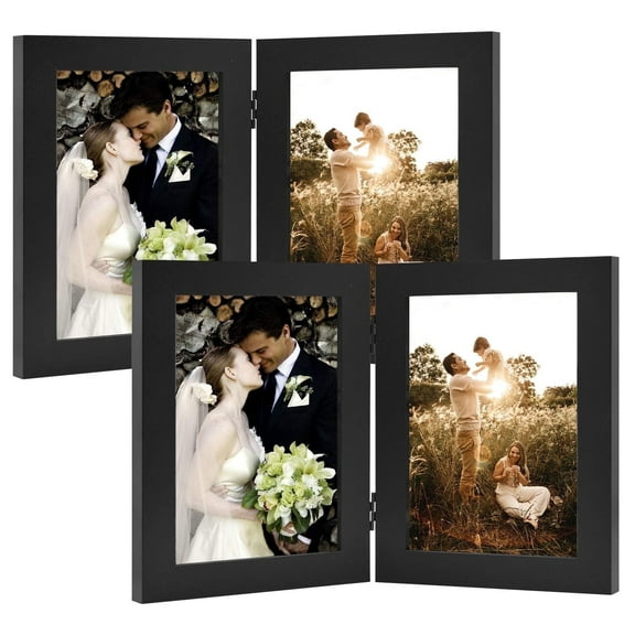 Golden State Art 2-Opening 5 x 7 Family Hinged Photo Frames, Black, 2-Count