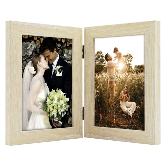 Golden State Art 2-Opening 5x7 Vertical Hinged Picture Frames, Beige, 1-Pack