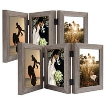 Golden State Art 5x7 Trifold Hinged Photo Frame with 3 Openings with Real Glass (Grey, 2-Pack)