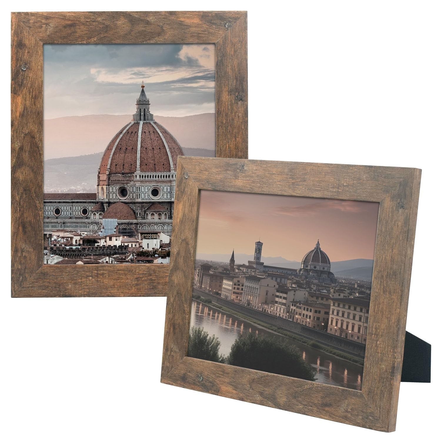 Golden State Art 8 x 10 Country Wood Grain Style Tabletop and Wall Display Picture Frames, Brown, 2 Count