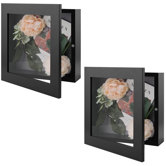 Golden State Art 8x8 Shadow Boxes, 2-inch Depth, Black, Pack of 2