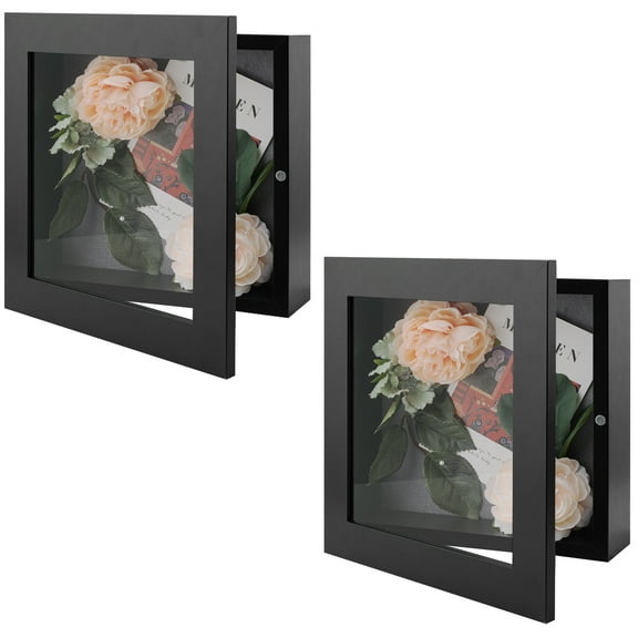 Golden State Art 8x8 Shadow Boxes, 2-inch Depth, Black, Pack of 2