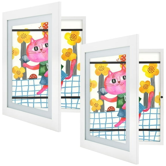 Golden State Art Front-Opening 10x12.5 Kids Art Picture Frames, White, Pack of 2