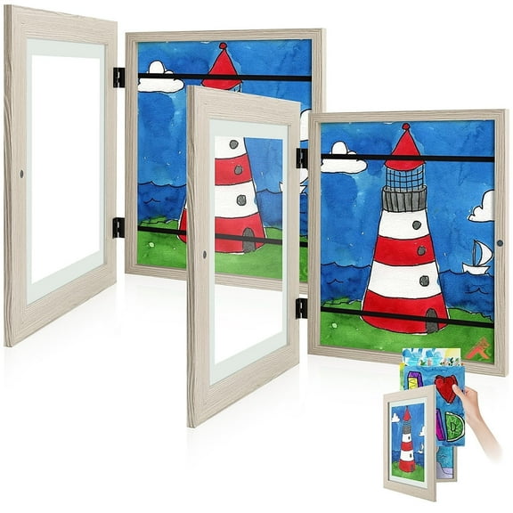 Golden State Art Kids Art Frames Front Opening 8.5 x 11 Picture Frames  Holds 50 Pack Artwork, Gray, 2 Pack