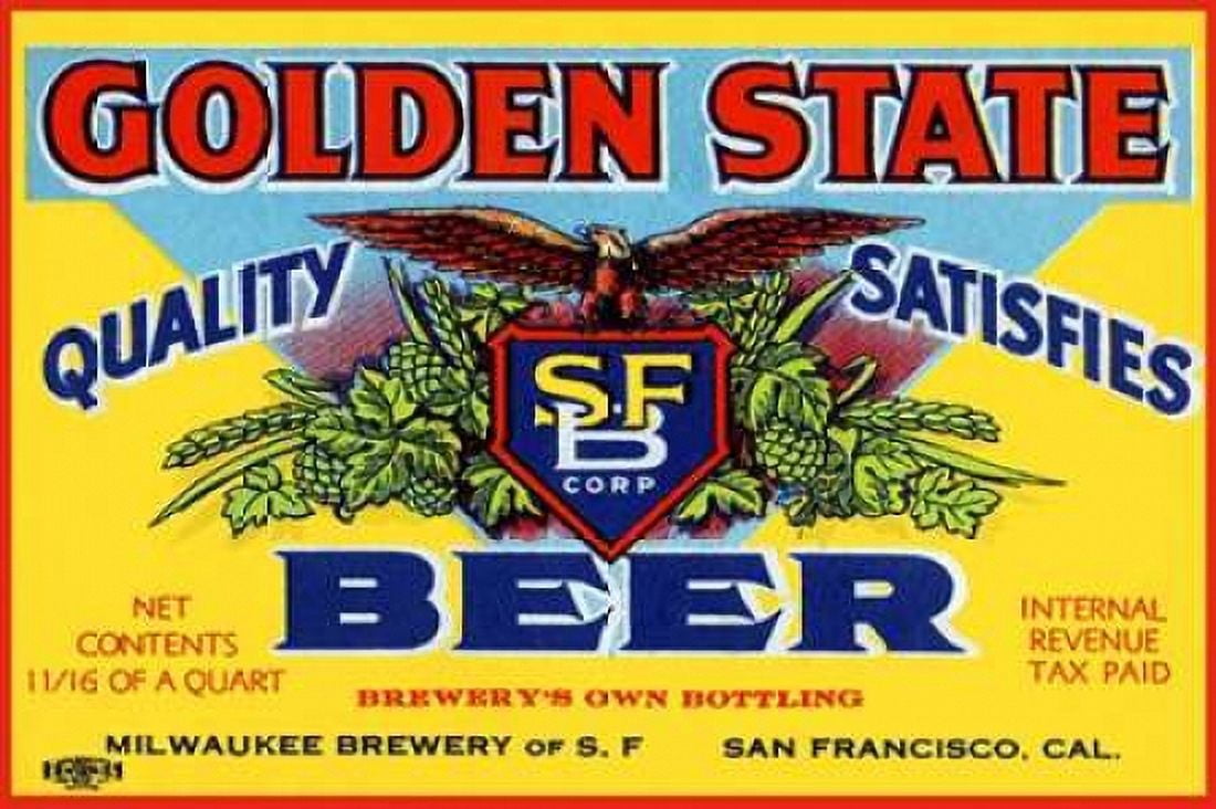 Golden State Beer Canvas Art - Vintage Booze Labels (24 x 36)
