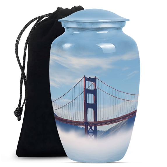 Golden State Bridge Large Urns For Human Ashes Adult Female - Cremation Urn For Ashes Adult Mother - Cremains Gifts For Decorative 10Inch To 200 Cubic Inches Capacity Include Velvet Bag
