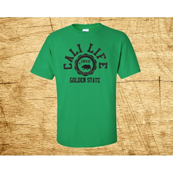 Golden State Cali Life 1850 Printed Man T-shirt California Republic Tee Color Irish Green Large
