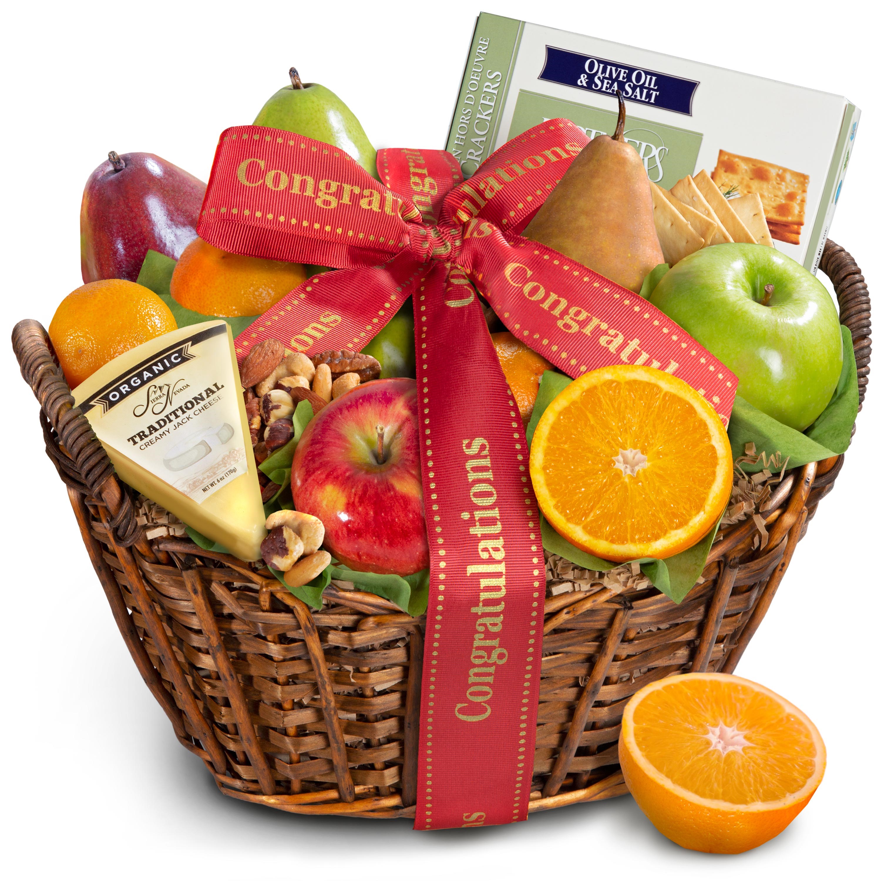 Golden State Fruit Congratulations Cheese, Nuts & Fresh Fruit Gift ...