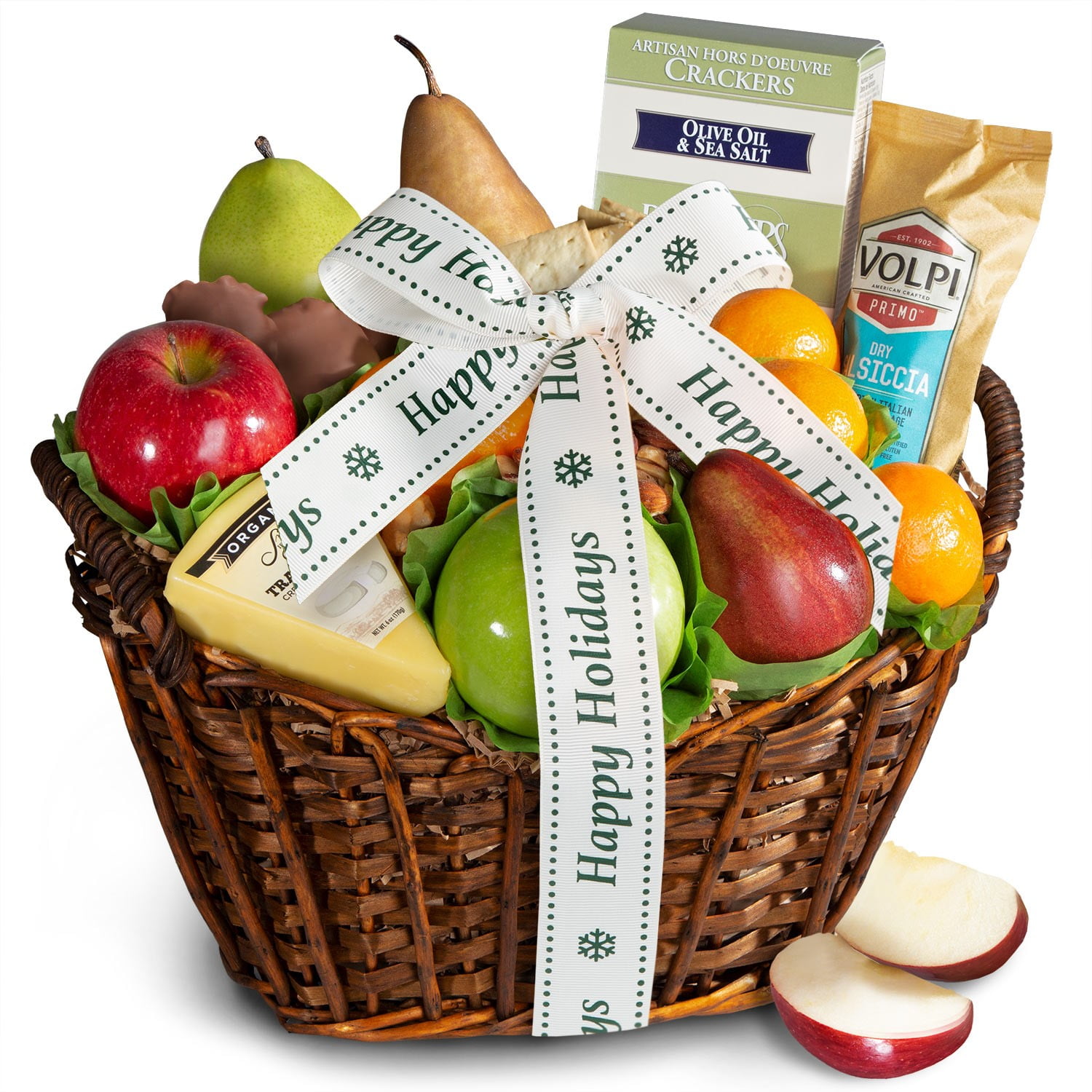 Golden State Fruit Fresh Fruit, Cheese, Salami Gift Basket with Happy