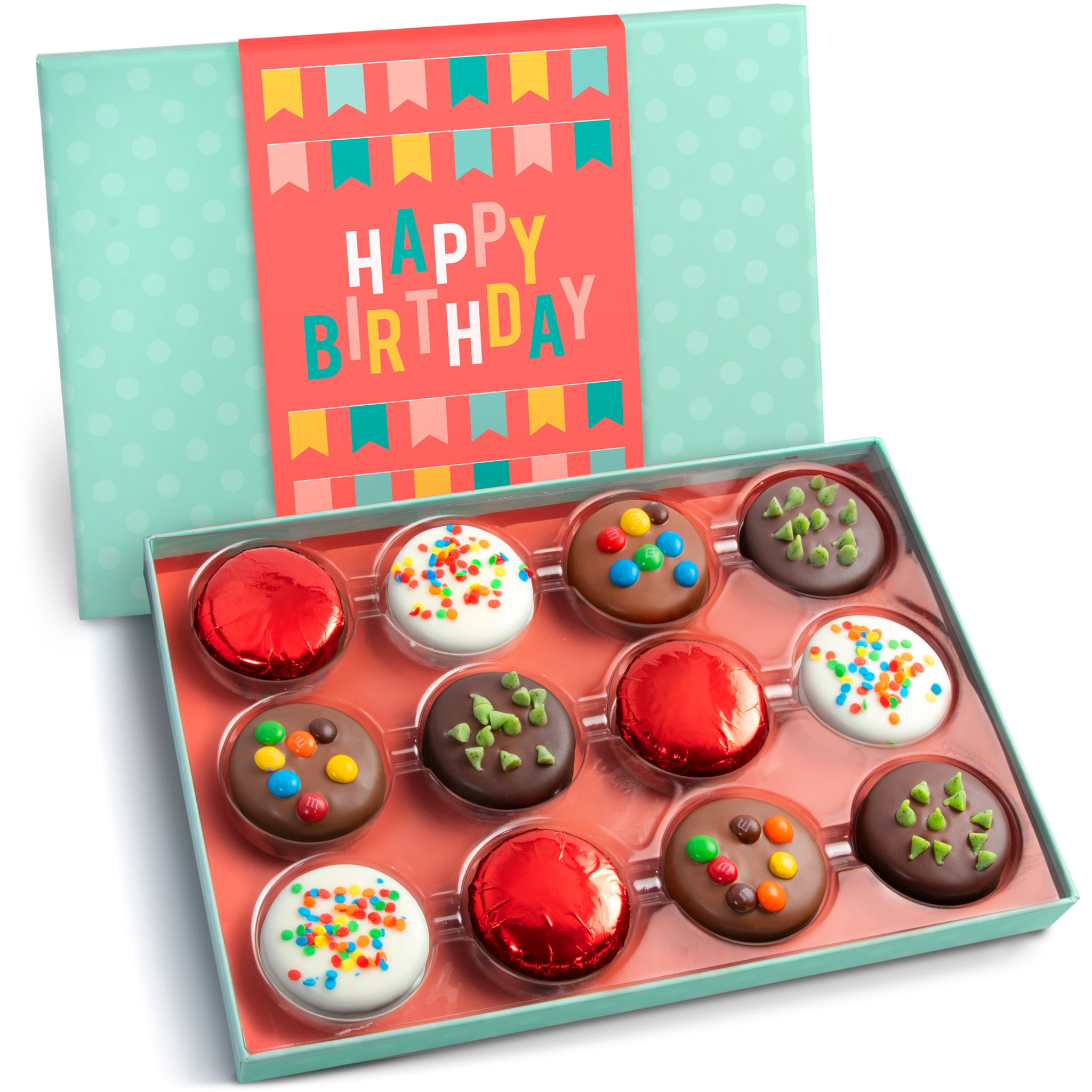 Golden State Fruit Gourmet Birthday Deluxe Chocolate Dipped Sandwich Cookies Gift Box - 12 Pc