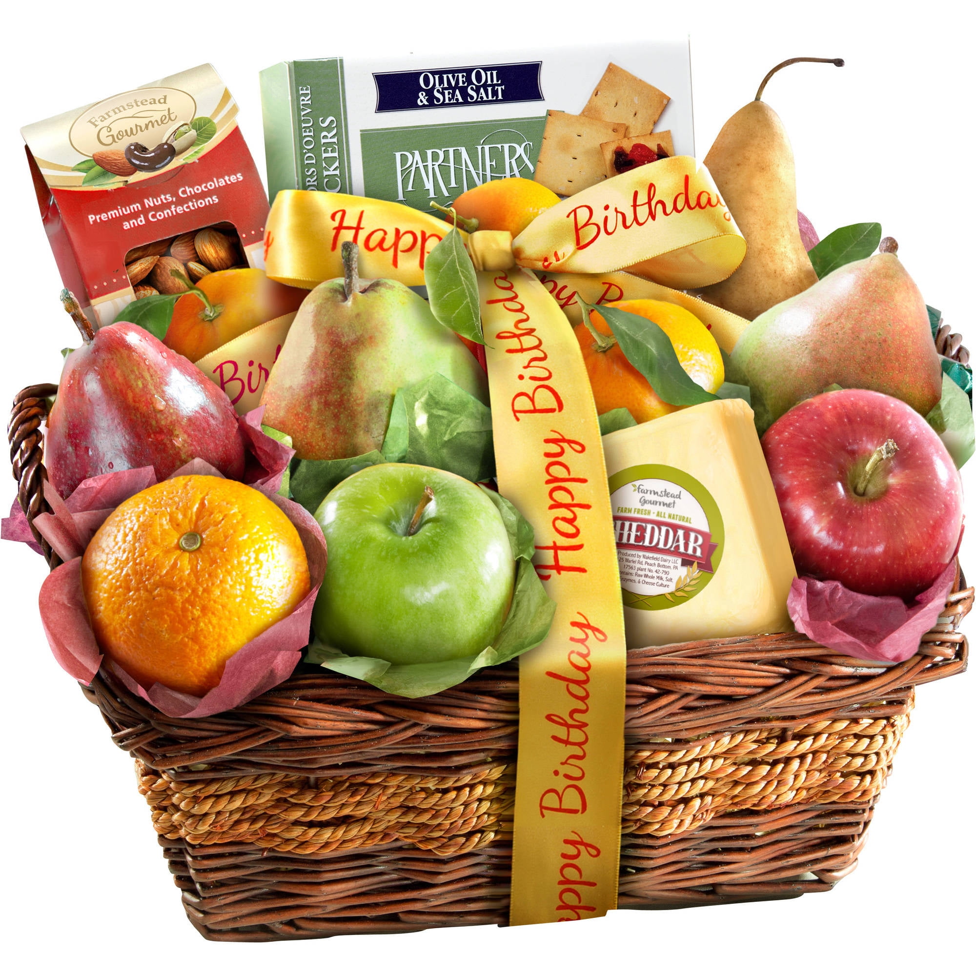 Golden State Fruit Gourmet Happy Birthday Fruit with Cheese and Nuts