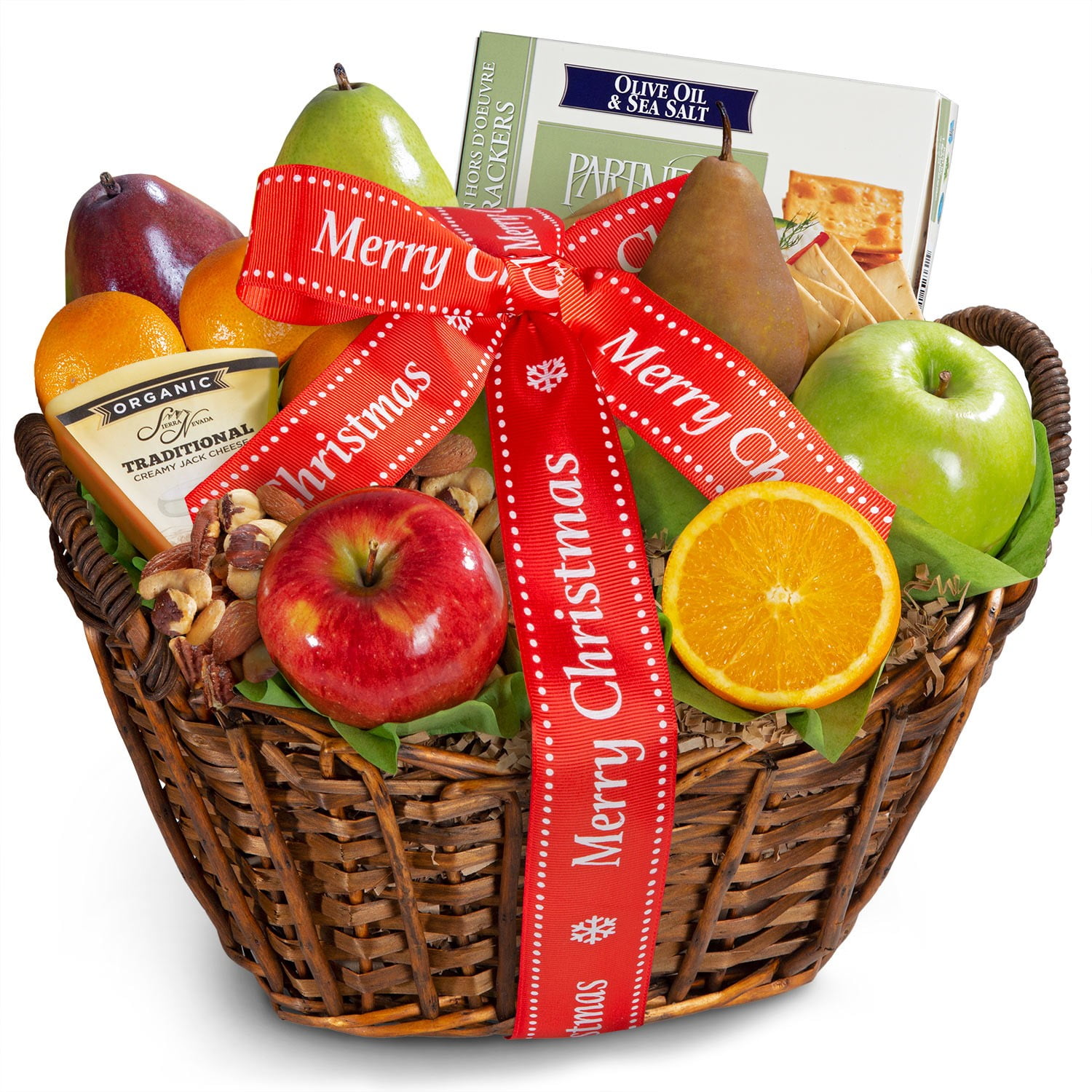 Golden State Fruit Merry Christmas Cheese, Nuts & Fresh Fruit Gift 