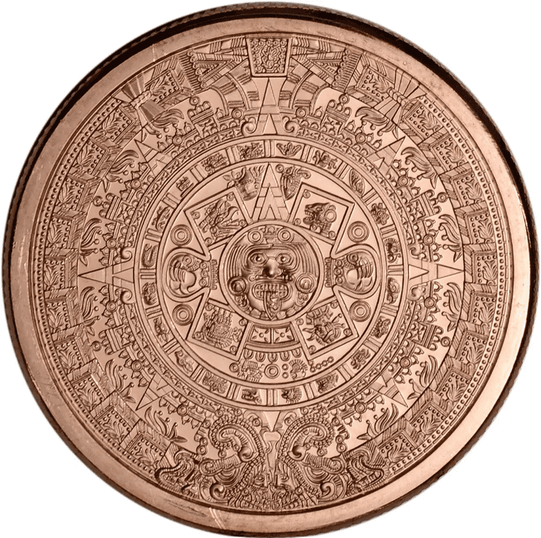 Golden State Mint (GSM) Aztec Mayan Calendar 5 oz Copper Round