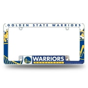 إطار لوحة ترخيص معدني من الكروم لفريق Golden State Basketball Warriors بتصميم إطار كامل جريء