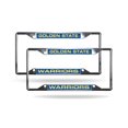 thumbnail image 1 of Golden State Basketball Warrior's (Set of 2) All Corner EZ View Chrome Metal Laser Cut License Plate Frames, 1 of 5