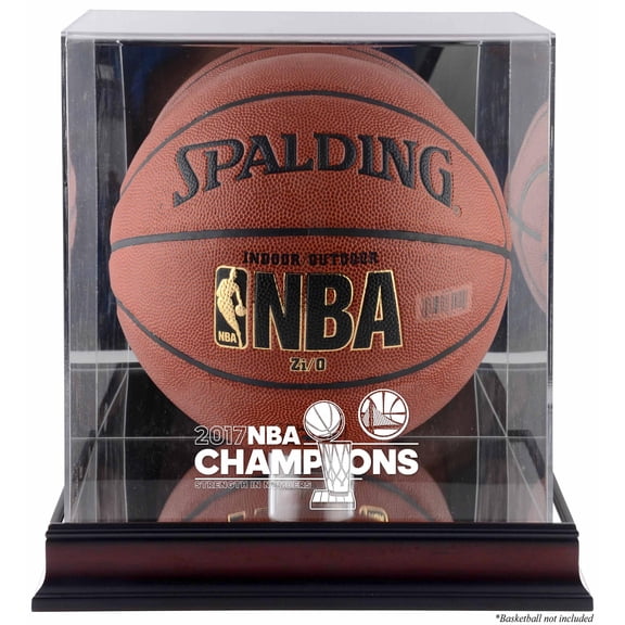 Golden State Warriors 2017 NBA Finals Champions Logo Mahogany Basketball Display Case with Mirrored Back