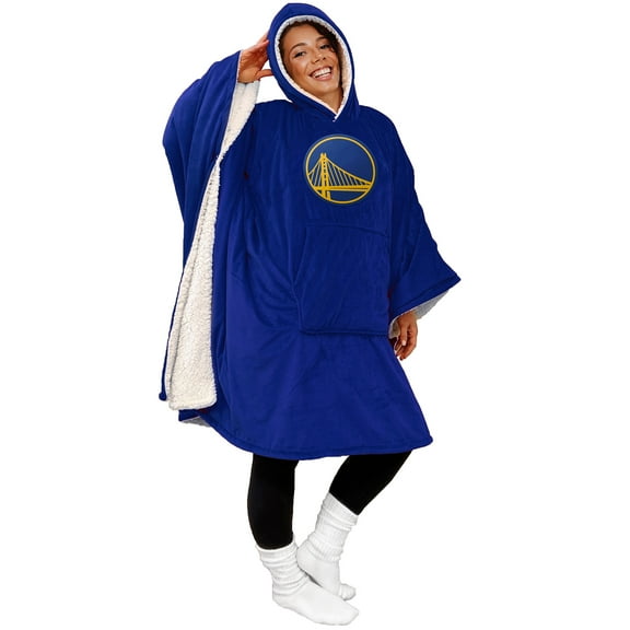 Golden State Warriors 60" x 80" Logo Patch Team Color Bloncho with Sherpa