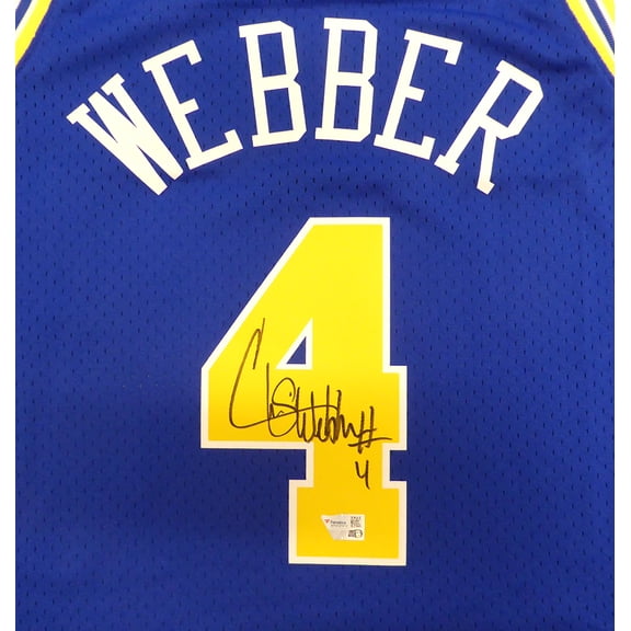 Golden State Warriors Chris Webber Autographed Blue Auth 1993-94 Mitchell & Ness Jersey Beckett BAS QR #XP14123212