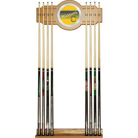 Golden State Warriors NBA Hardwood Classics Stained Wood Cue Rack with Mirror - Royal Blue, Golden Yellow