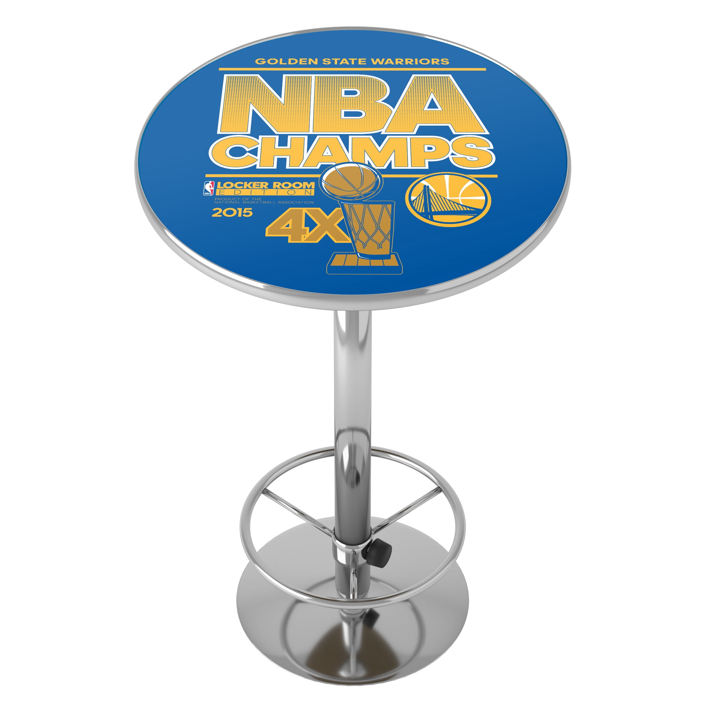 Golden State Warriors NBA Champs Bar Table with Adjustable Footrest and Acrylic Top